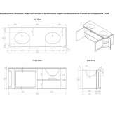 Double wooden wall-mounted washbasin cabinet with doors Arcueil