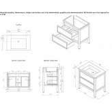 Wooden washbasin cabinet with drawers, standing Berliste