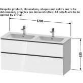 Double wall-mounted washbasin cabinet with drawers Beuna