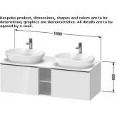 Double wall-mounted washbasin cabinet with drawers Beuna