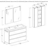 HPL double washbasin cabinet with towel rack Seiffen