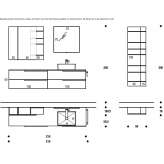 Sectional laminate washbasin cabinet with integrated washbasin Isayeve