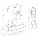 Single washbasin cabinet in melamine-coated chipboard with mirror Seiffen