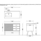 Single washbasin cabinet with doors and integrated washbasin Ayer