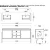 Double washbasin cabinet in wood and glass with integrated washbasin Umurbey