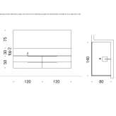 Single eucalyptus washbasin cabinet with drawers Verden