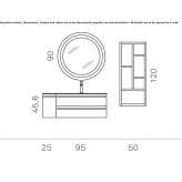 Wooden sectional washbasin cabinet with a mirror Mudurnu