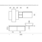 Segmented, single, suspended bathroom cabinet Zvony