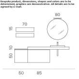 Segmented single washbasin cabinet for wall mounting Troubky