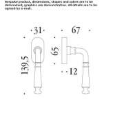 Recessed brass door handle with lock Congaz