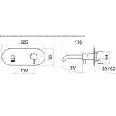 Single-lever brass wall-mounted washbasin tap with plate Chavao