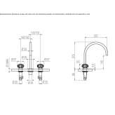 Countertop washbasin tap made of stainless steel, 3-hole, without stopper Fourques