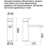 Single-lever countertop washbasin tap made of stainless steel Damuels