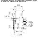 Countertop washbasin tap with cork stopper Belpre