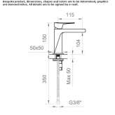 Countertop washbasin tap without waste Belpre