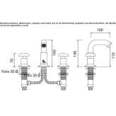 3-hole countertop bidet faucet with individual rosettes Montrem