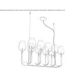 LED chandelier made of blown glass and metal Aquin