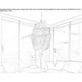 Brass chains and a hanging lamp with a metal structure Mathieu