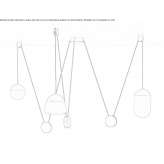 Pendant lamp made of blown glass and metal Maru