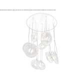 Lampa wisząca z dmuchanego szkła i metalu Mauguio