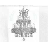 Blown glass chandelier with crystals Vinerea