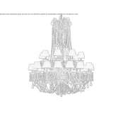 Blown glass chandelier with crystals Vinerea