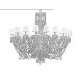 Blown glass chandelier with crystals Vinerea