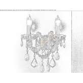 Żarówkowa, metalowa lampa ścienna z kryształkami Kossa