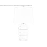 Lampa stołowa Stacked w postarzanej bieli z lnianym kloszem Amantea