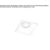 Square, recessed aluminum reflector Kaarina