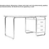 Rectangular desk in stainless steel and wood with drawers Pivijay