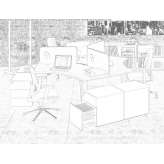 Multifunctional desk with sound-absorbing screens Ghelinta
