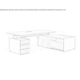 L-shaped wooden sectional desk with shelves Villegas