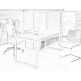L-shaped office desk made of melamine-coated chipboard Ghelinta