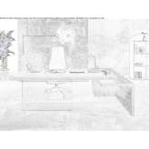 L-shaped desk made of melamine-coated chipboard with drawers Chadrac
