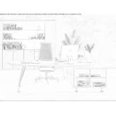 Oval desk made of melamine, with shelves Ilawa