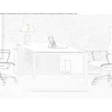 Executive desk made of wood and glass with shelves Goerzig