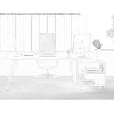 Rectangular melamine desk with shelves Ilawa