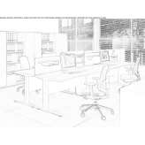 Rectangular sectional desk with sound-absorbing screens Ghelinta