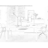 Multi-station desk with sound-absorbing screens Ghelinta
