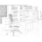 L-shaped work desk made of melamine-coated chipboard Ghelinta