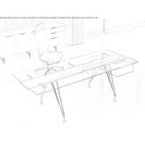 Rectangular glass desk with drawers Celaliye