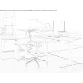 Sectional desk made of steel and wood, height adjustable Sunapee