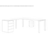 L-shaped wooden office desk with shelves Sautron