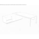 L-shaped desk in aluminum and wood with drawers Civita