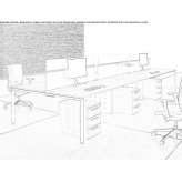Multi-station desk with desk screens Goerzig