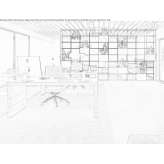 Rectangular desk made of wood and glass Selm