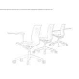 Polypropylene training chair with 5-star base and writing tablet Sepahua