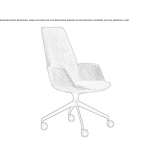 Fabric office chair with armrests and 4-arm base Boekel