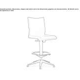 Leather drafting stool on wheels with a base with 5 arms Patzite